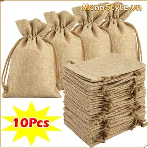 MONOSTYLE 10 Chiếc Túi Quà Bố, Túi Bảo Quản Dây Rút Dung Tích Lớn, Túi Trang Sức Chống Bụi