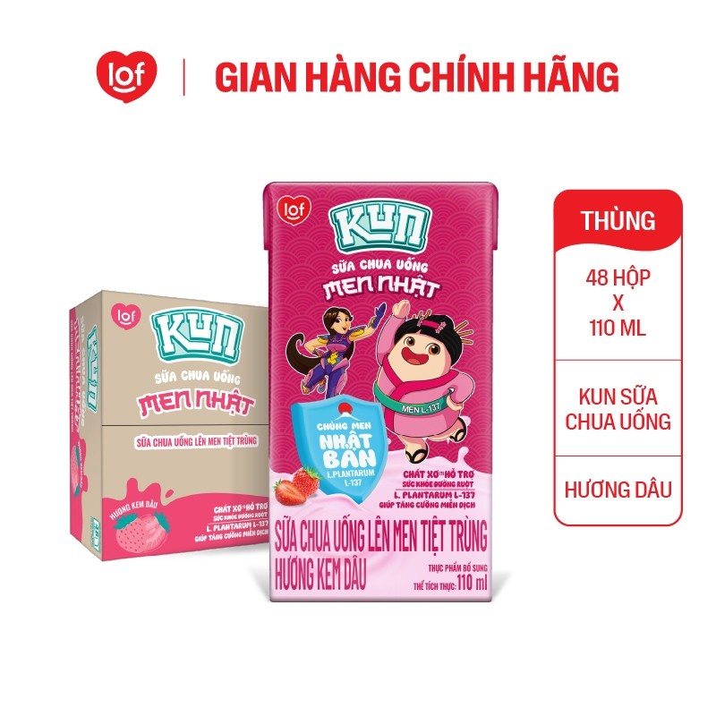 [Giá tốt trong Live] Đủ vị sữa chua uống KUN thùng 48 hộp x 100ml/110ml