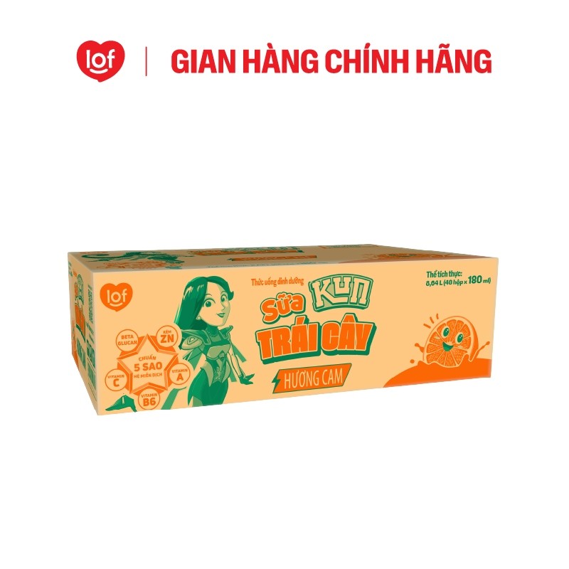 Sữa trái cây KUN vị cam thùng 48 hộp x 180ml