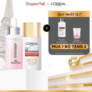 Bộ serum Glycolic Bright 8% [Melasyl + Glycolic + Niacinamide] L’Oréal Paris 30ml & Sữa Chống Nắng Phổ Rộng 50ml