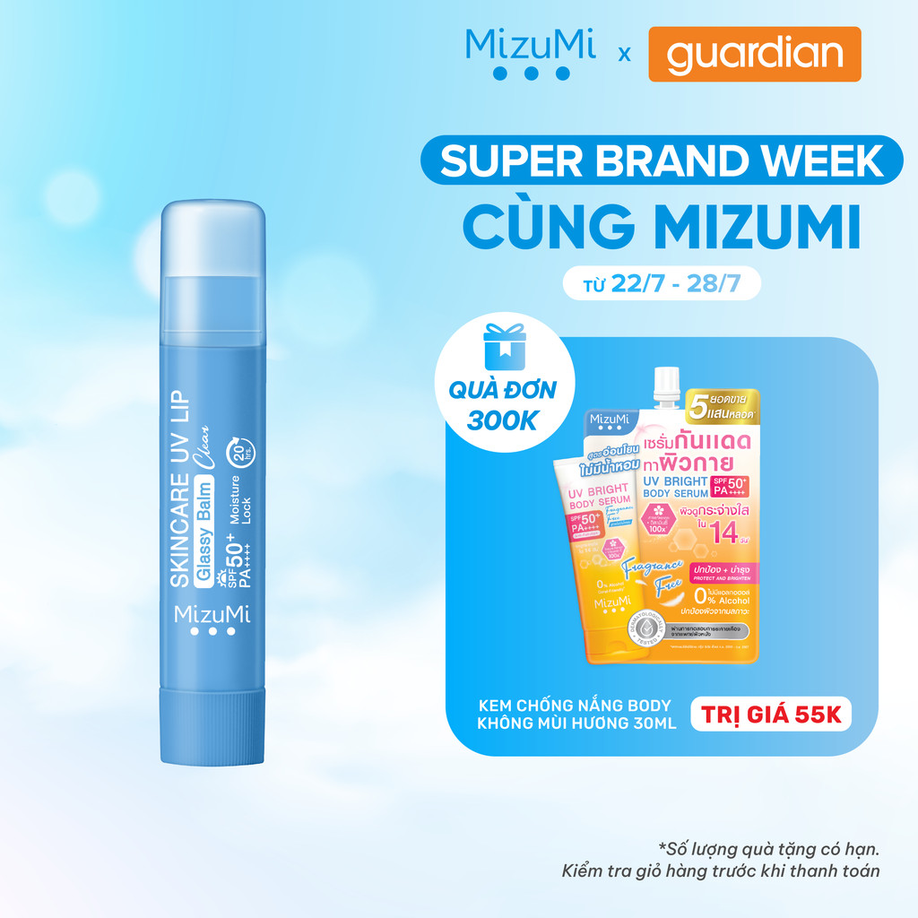 Son Dưỡng Môi Chống Nắng MizuMi Skincare UV Lip Glassy Balm SPF 50+ PA++++ 3.5g