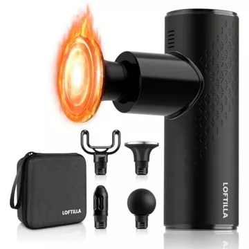 Súng massage Mini LOFTILLA có nhiệt - Máy mát xa mô sâu bỏ túi, Súng mát xa gõ mạnh mẽ cho chân vai cổ, 4 đầu massage, Quà tặng di động cho nam nữ,