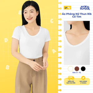 Áo thun tshirt nữ YODY vải thun rib tăm nhỏ co giãn thoải mái, slimfit tôn dáng, cổ tim WCTS25S318