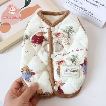 Áo khoác gấu bông PWSEND, Quần áo chó cưng dày in hình thỏ dễ thương, Quần áo mèo thời trang Mùa đông ấm áp Đồ dùng cho thú cưng Quần áo chó con Áo Vest Quà tặng mùa đông