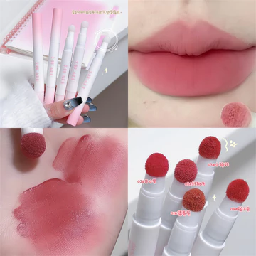 DIKALU Lip Powder Cream Cushion Lip Cream Matte Lip Glaze Son môi Lip Mud Chống phai màu Cốc chống dính Nữ Gạch trắng Đỏ