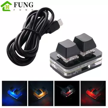 FUNG Copy Paste Bàn Phím, Acrylic Red Switch Tùy Chỉnh Mini 2 Phím Bàn Phím, Phụ Kiện Bàn Phím Cơ Bàn Phím Type-c Giao Diện 2 Phím Bàn Phím Mini PC