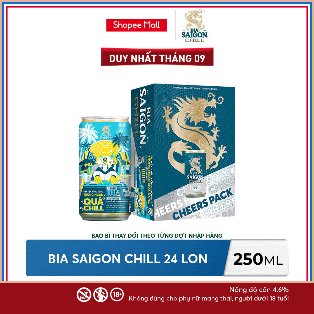 Nồng độ cồn 4.6% - Thùng 24 Bia Saigon Chill 250ml