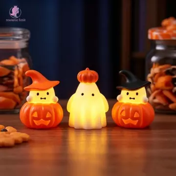 RESOURCE GIỚI HẠN Đèn ngủ ma, Đèn sưởi ấm thủ công bằng nhựa Trang trí đèn LED Halloween, Đèn bàn bí ngô Đèn LED thẩm mỹ dễ thương Phát sáng Kích thước nhỏ Đèn bàn ma quái Bàn Cubicle