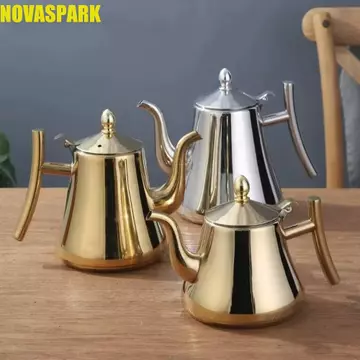 Ấm trà NOVASPARK có bộ lọc, có thể tháo rời có nắp ấm đun nước cà phê, Tay cầm thoải mái phong cách cổ điển Ấm đun nước chống bỏng vàng / bạc có bộ lọc nấu ăn cảm ứng