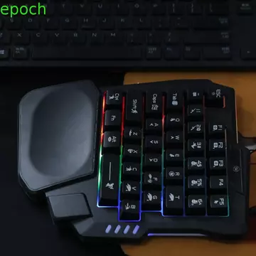 Bàn phím đơn EPOCH, Bàn phím một tay siêu mỏng USB, Bàn phím cơ chơi game có dây phát sáng 3 màu có dây di động Bàn phím cơ chơi game Laptop