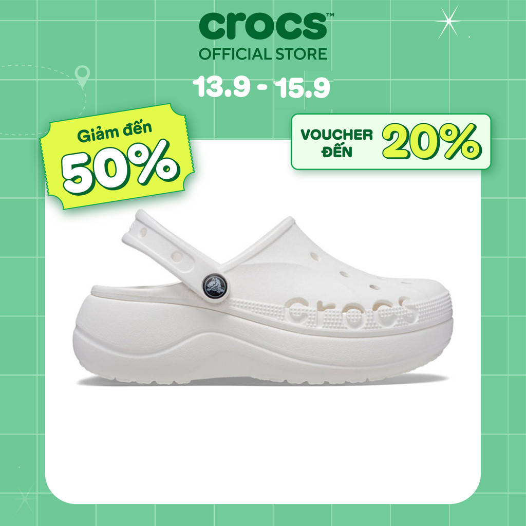 Giày Clog Nữ Crocs Baya Platform - White - 208186-100