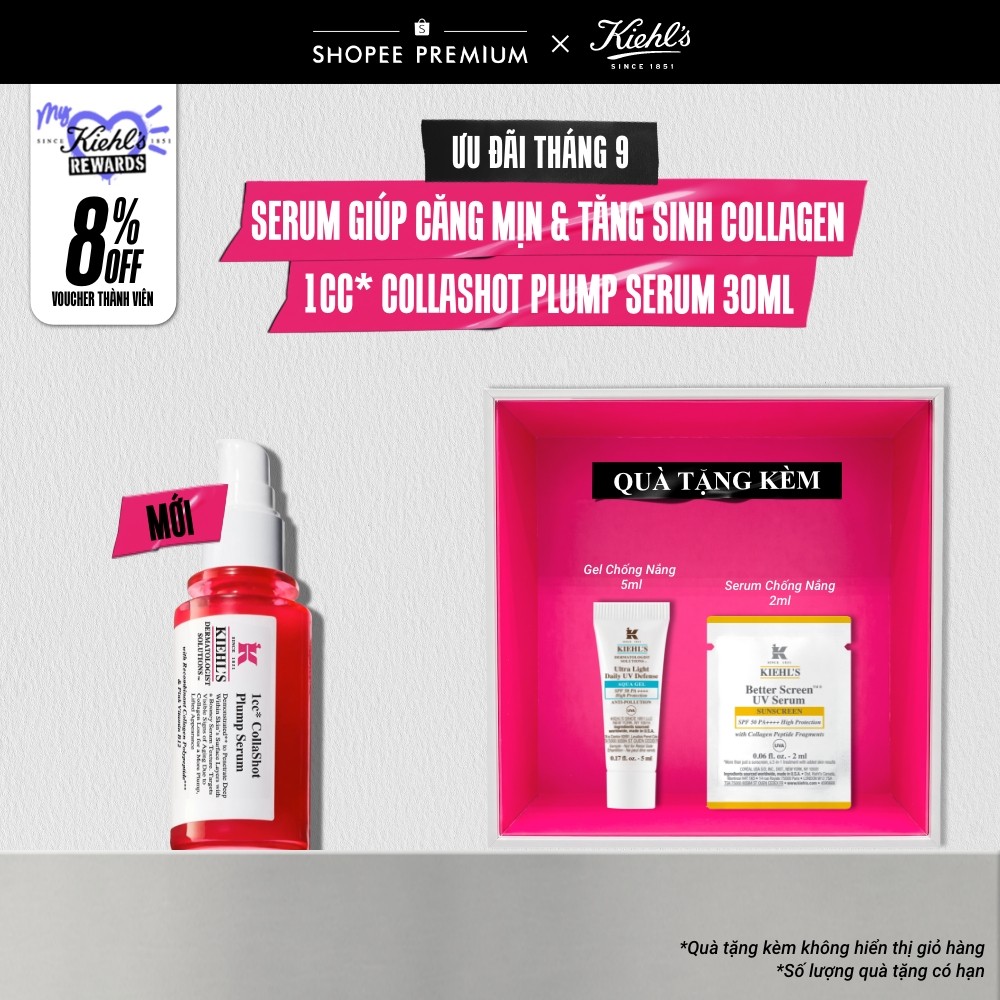 Serum giúp da căng mịn & tăng sinh collagen Kiehl’s 1cc CollaShot Plump Serum 30ml