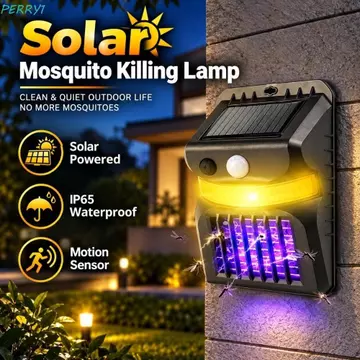 Đèn tường năng lượng mặt trời PERRY, 16 / 26LED Cảm biến chuyển động Đèn diệt muỗi năng lượng mặt trời, Đèn treo tường 3 màu chống nước IP65 Đèn năng lượng mặt trời ngoài trời chạy bằng năng lượng mặt