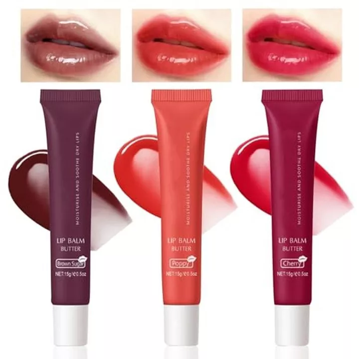 Bộ 3 Son dưỡng môi, Son bóng dưỡng ẩm lâu trôi, Son Jelly Tint Lip Stain Balm, Son dưỡng môi trong suốt, Son dưỡng môi tự nhiên (#3
