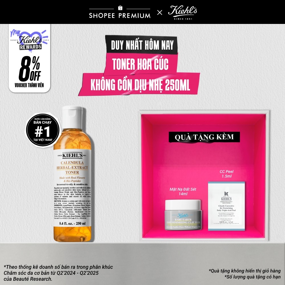 Nước cân bằng hoa cúc Kiehl's Calendula Herbal Extract Alcohol-Free Toner 250ml