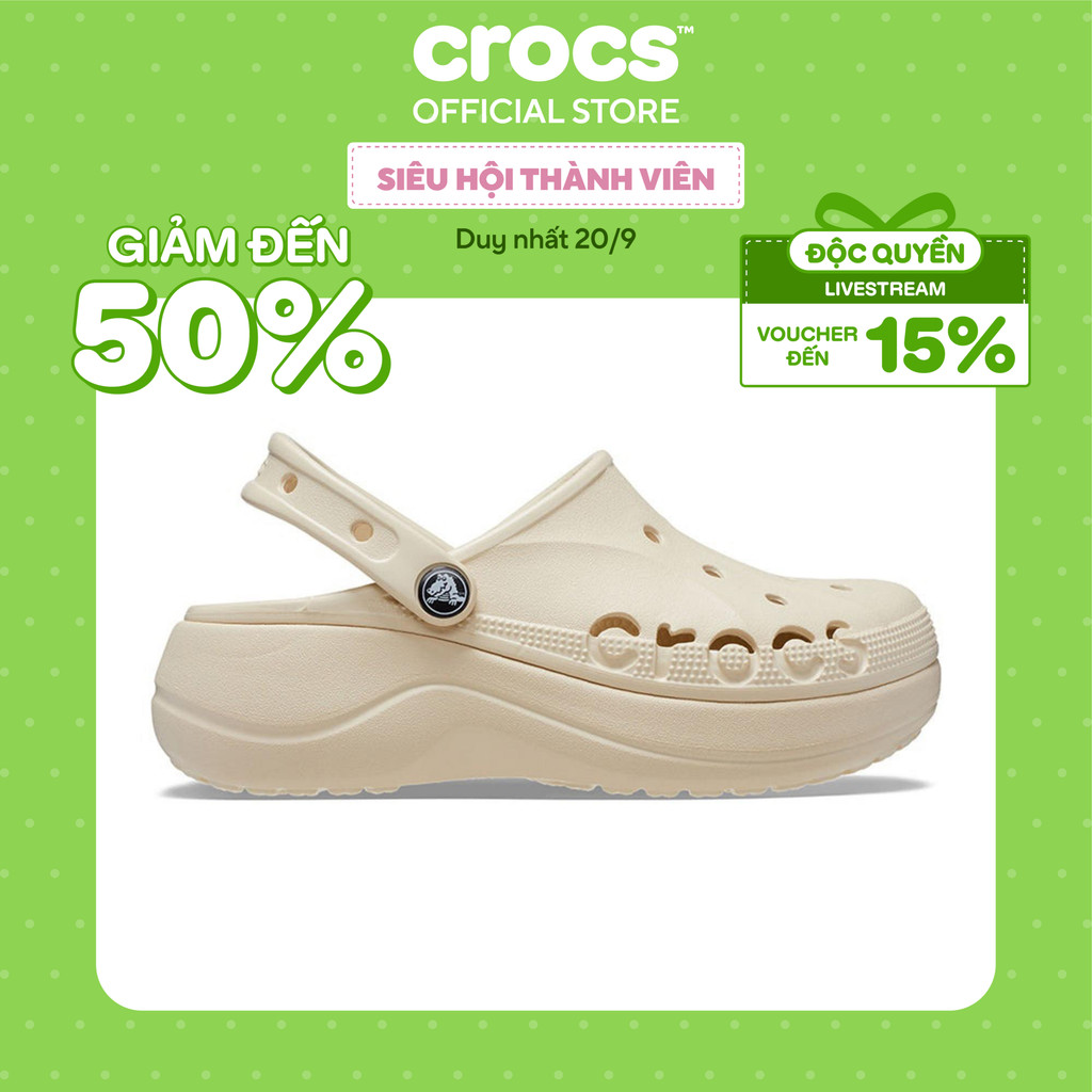 Giày Clog Nữ Crocs Baya Platform - Winter White - 208186-11S