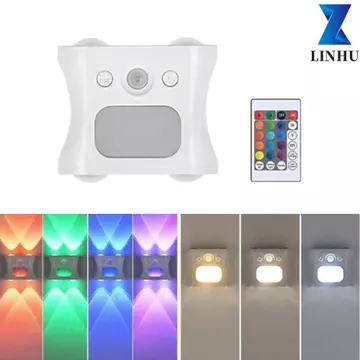 Đèn ngủ cảm biến chuyển động LINHU, Đèn tường cảm biến cơ thể con người có thể sạc lại thông minh, Đèn xung quanh RGB 16 màu Cảm biến cửa đèn tường thông minh có thể điều chỉnh độ sáng