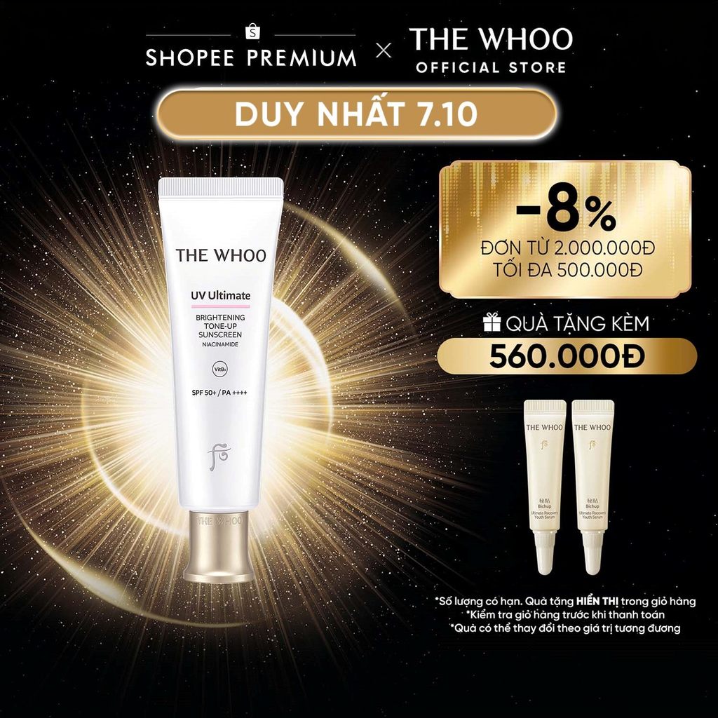 [THE WHOO OFFICIAL] Kem Chống Nắng Nâng Tone Whoo UV Ultimate Brightening Tone Up SPF50+/PA++++