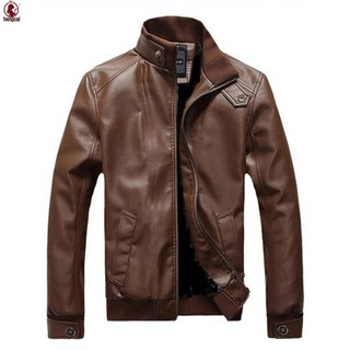 Áo khoác da nam Slim Punk Style Stand-Up Collar Zipper Cardigan Top