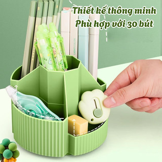 Hộp Đựng Bút Xoay 360 Độ Đa Năng, Hộp Bút Để Bàn Học, Bàn Làm Việc Dễ Thương Chia Ngăn Tiện Lợi
