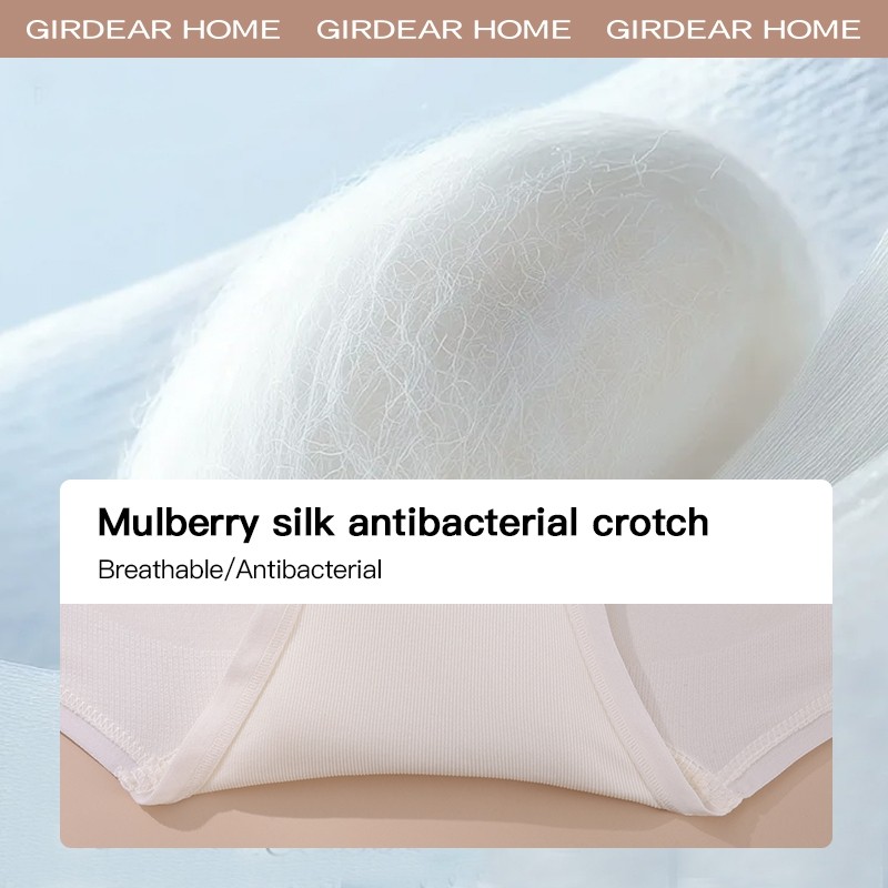 Girdear Home 2Pcs Quần Lót Định Hình Cao Cấp Băng Lụa Co Giãn, Mềm Mại - Trung Cao Eo Liên Mạch Không Dấu, Thoáng Khí Định Hình Bụng Màu Đơn,8531AB01
