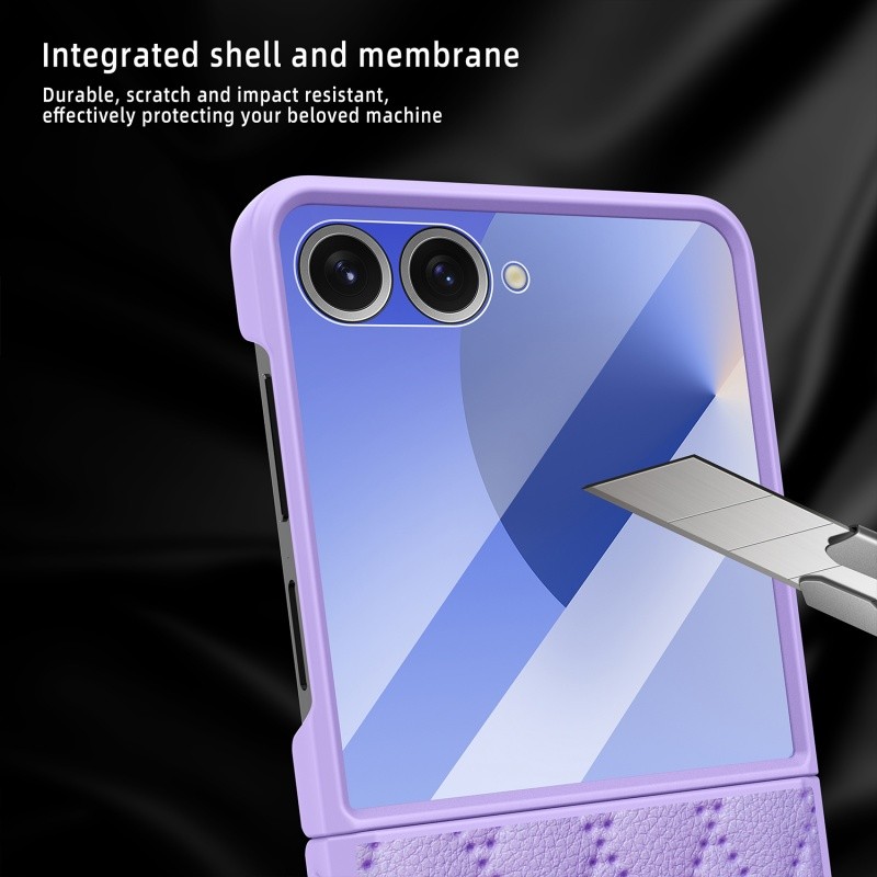 Ốp Da Màn Hình Gấp Lưới Kim Cương Sang Trọng Cho Samsung Galaxy Z Flip 7 Z Flip 7FE Z Flip 6 Z Flip 5 Z Flip 4 Z Flip 3 Bản Lề Trung Tâm Trục Phim Tích Hợp