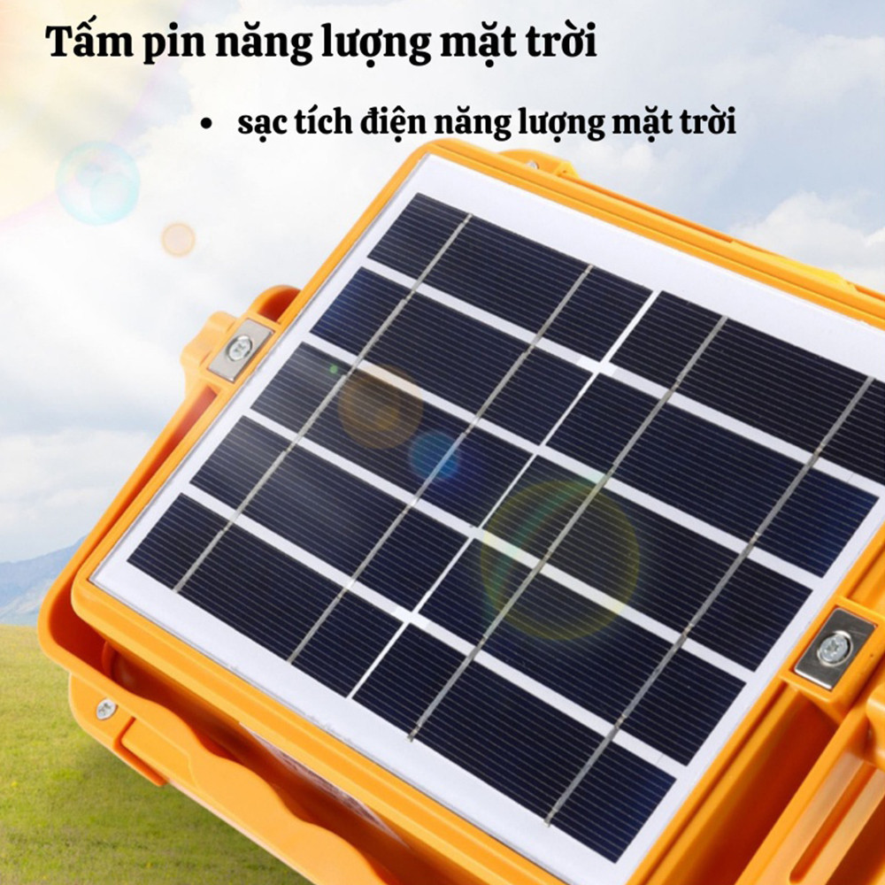 【24H】Đèn LED cầm tay năng lượng mặt trời 500W thiết kế chống nước tích hợp đèn cảnh báo an toàn cho hoạt động ngoài trời