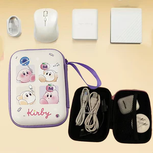 Dễ Thương Kirby Du Lịch Cáp Dữ Liệu Đa Năng Túi Bảo Quản Có Dây Buộc Túi Sạc Tiện Ích Tổ Chức Túi Móc Khóa Túi