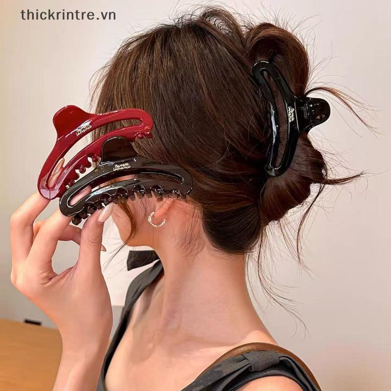 THI Pháp Acetate Chữ Vàng Nhãn Rỗng Kẹp Phụ Kiện Tóc Nữ Sang Trọng Thời Trang Phụ Kiện Tóc VN