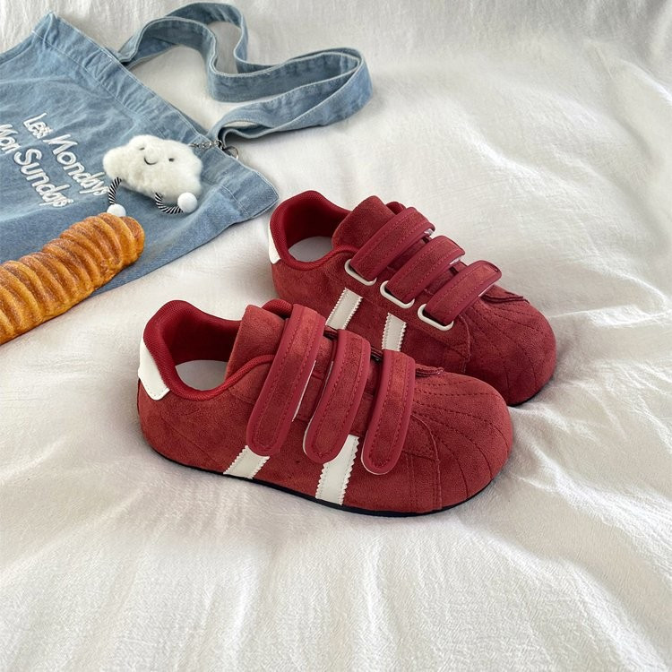 Retro Mũi Tròn Velcro Đế Dày Nữ Giày Thể Thao Thu Đông Phong Cách Mới Thời Trang Thoải Mái Mặc Ngoài Chống Trơn Trượt Chống Mài Mòn