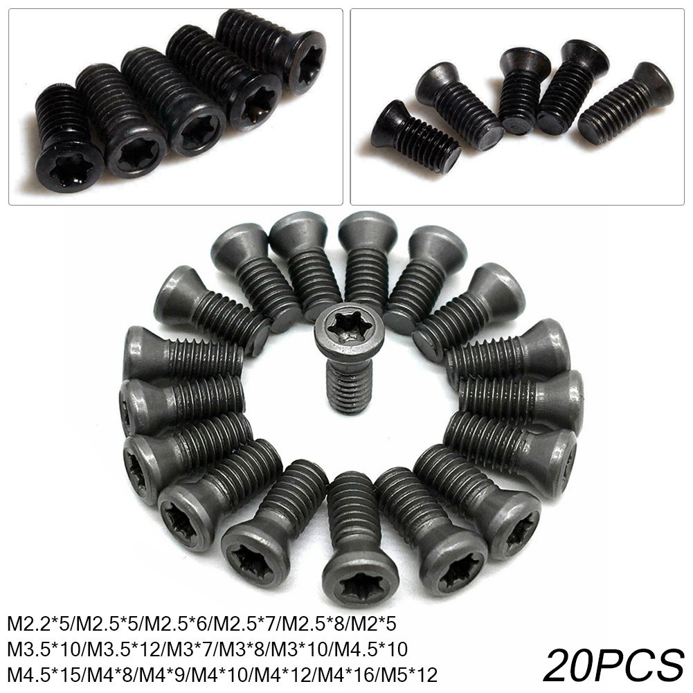 <WELV> 20X M2 M2.5 M3 M3.5 M4 M5 Torx Vít để thay thế Lưỡi cacbua Dụng cụ tiện CNC