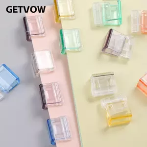 Kẹp đẩy GETVOW, Kẹp giấy chữ nhựa màu kẹo, Kẹp góc đa chức năng trong suốt chất lượng cao Văn phòng trường học