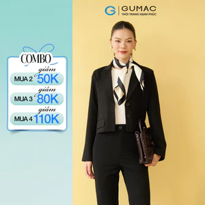 Áo Blazer Áo Khoác Nữ GUMAC Dáng Lửng Tay Dài Đệm Đính Nút Vai Thanh Lịch OWF10018