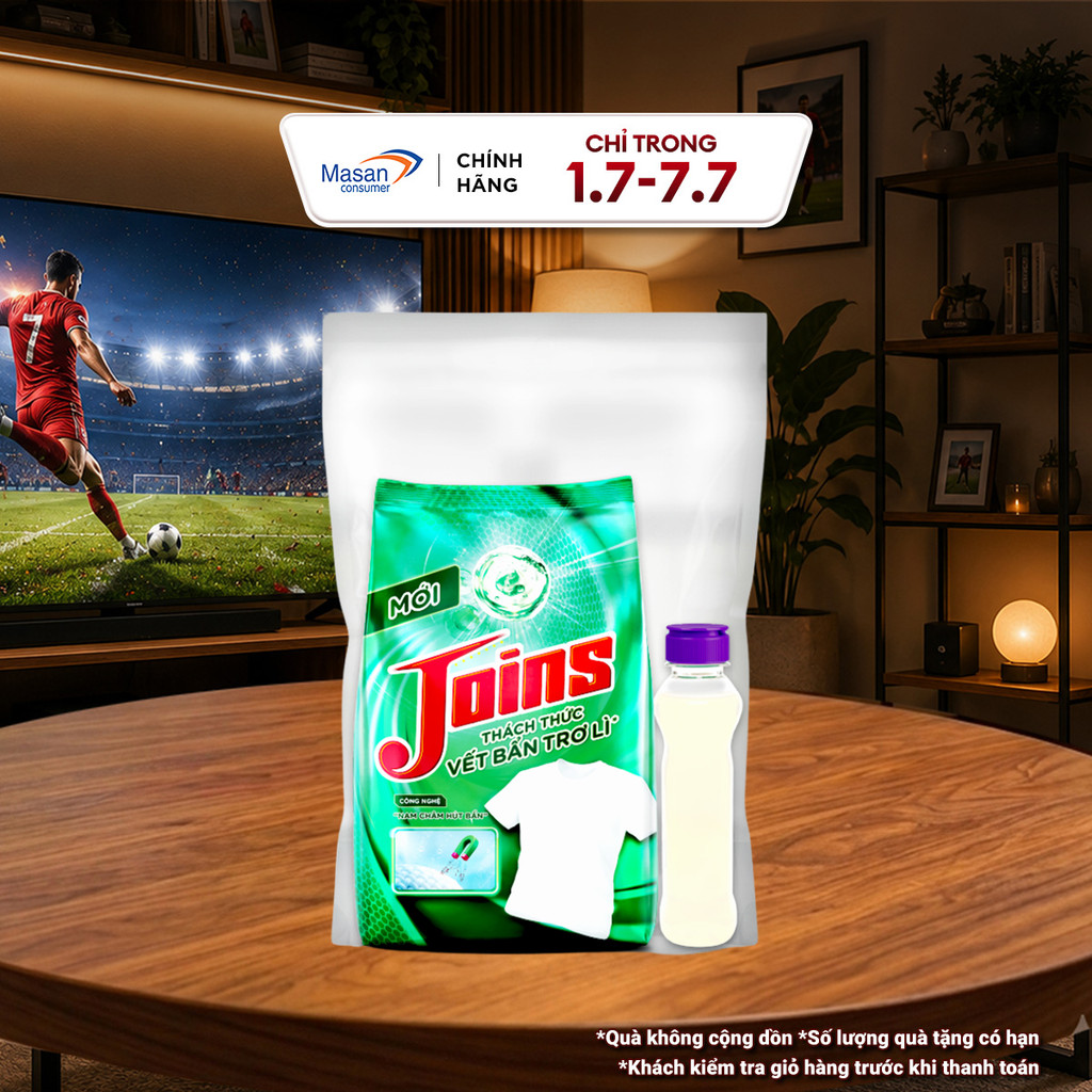 Combo bột giặt Joins thách thức vết bẩn trơ lì bịch x 770g + nước rửa chén NET đậm đặc hương Chanh tươi mát chai x 250g