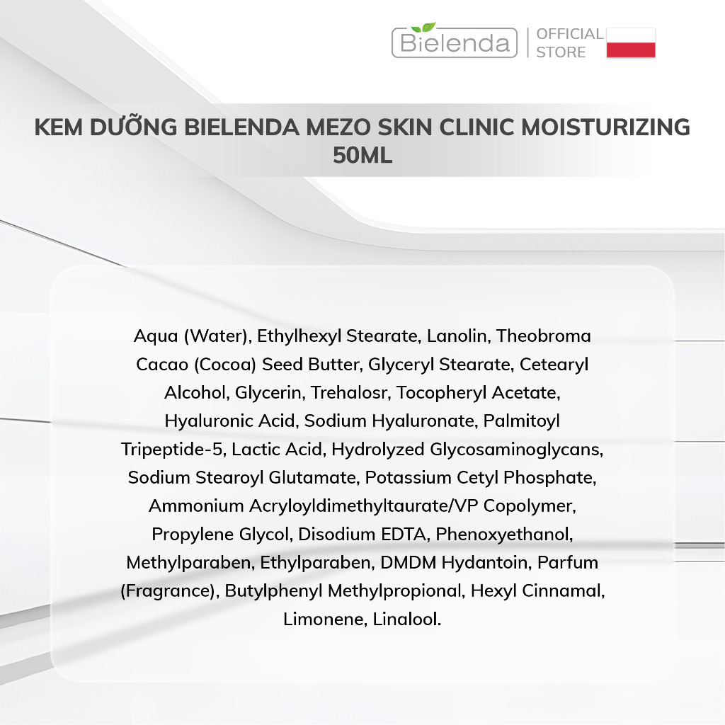 Kem dưỡng Bielenda Mezo Skin Clinic Moisturizing dưỡng ẩm, phục hồi da 50ml