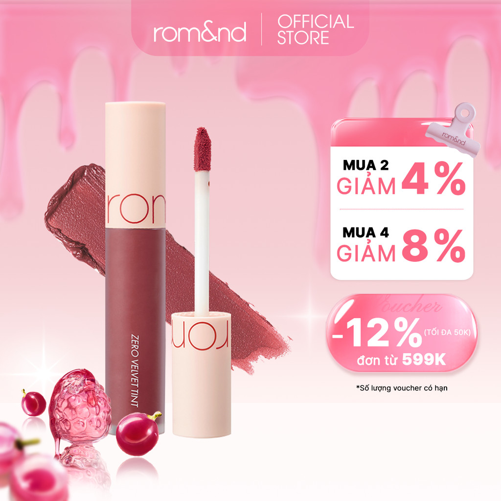 [LIVE] [Rom&nd] Son kem lì Hàn Quốc Romand New Zero Velvet Tint - Shell Beach Nude Collection 5.5g