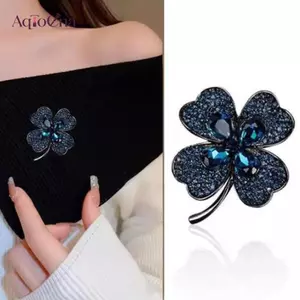 AqToCna Pha Lê Thời Trang Kim Cương Giả Bốn Lá Cỏ Ba Lá Trâm Cài Cho Nữ Quần Áo Áo Trang Sức Dự Tiệc Phụ Kiện Quà Tặng AqToCna