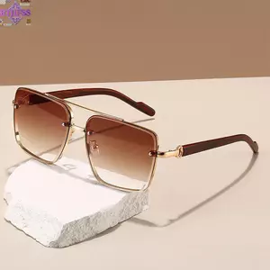 Kính Mát Kim Loại RTJIFSS, Cầu Đôi Hạt Gỗ Đền Mùa Hè Sắc Thái, Khung Vuông Hợp Thời Trang Ống Kính Chuyển Đổi Nam Lái Xe Kính Unisex