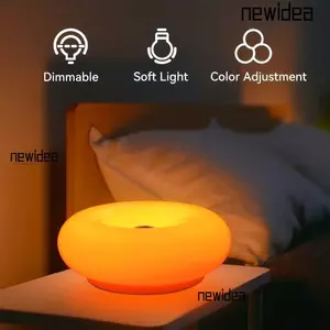 Đèn bàn bánh rán NEWIDEA, Đèn bàn cảm ứng có thể điều chỉnh độ sáng có thể sạc lại, Nhiệt độ 3 màu Đèn ngủ chạy bằng USB Phòng khách