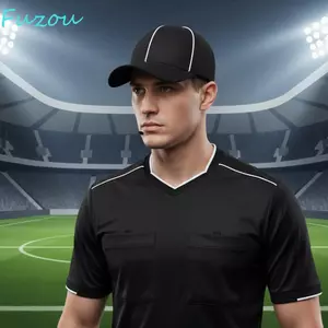 Mũ bóng chày trọng tài chuyên nghiệp FUJIZOU, Mũ thể thao màu đen / trắng có thể điều chỉnh với viền tương phản, Mũ chống nắng Casquette thời trang Mũ đỉnh đa năng cho trận đấu bóng đá hàng ngày