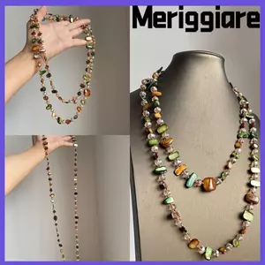 Vòng cổ đính cườm ngọc trai MERIGGIARE, Kính nhân tạo Maillard|Vòng cổ đá mắt, Vòng cổ có thể xếp chồng lên nhau cổ điển cho nữ