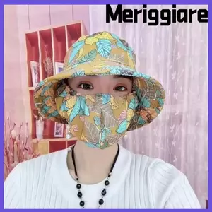 Mũ hái trà MERIGGIARE, Mũ làm việc nông nghiệp bảo vệ cổ chống tia cực tím, Khăn choàng vành rộng Mũ ngư dân bốn mùa