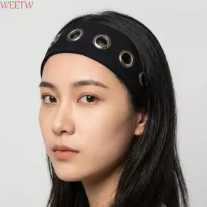 WEETW Băng đô kim loại rỗng, Hoa văn điều Grommet Khoen rỗng Băng đô, Phụ kiện tóc Vòng kim loại Y2k Hip-hop Punk Headwrap Cô gái