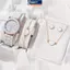 MAKY 5 Cái / bộ Đồng Hồ Nữ Thời Trang Mặt Tròn Đồng Hồ Cổ Điển Nữ Áo & Bộ Trang Sức Đơn Giản Cho Nữ Quà Tặng VN
