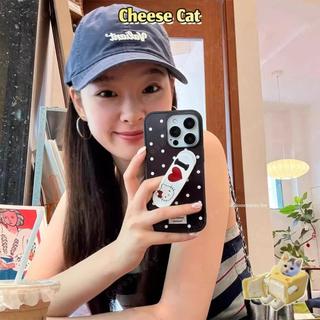 ins Ốp điện thoại hình nhẫn giữ hình chấm Kitty đơn giản cho iPhone 13 14 11 12 15 16 17 Pro Max Xs Max XR 7 8 Plus