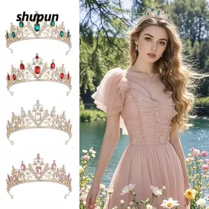 Băng đô pha lê SHUPUN, Vương miện vương miện vương miện cô dâu hợp kim có thể điều chỉnh, Thanh lịch lấp lánh đính đá đám cưới Phụ kiện tóc Cuộc thi hiển thị