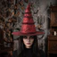Mũ Halloween DONOVANQQ, Mũ Phù Thủy Gothic Lolita Nhăn, Vành Lớn Thoáng Mát Cao Mũi Nón Top Có Thể Tháo Rời Nữ Phù Thủy Mũ Bóng Hóa Trang