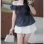 ÁO BABYDOLL CỔ VUÔNG SỌC CARO TRỄ VAI TAY PHỒNG SIÊU ĐÁNG YÊU B77B71 - - Hieuvy Botique