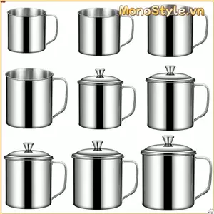 Cốc Inox MONOSTYLE, Thiết Kế Tay Cầm Có Nắp Cốc Cà Phê, Cốc Nước Inox 304 200-1600ML Sử Dụng Di Động