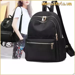 Ba lô MONOSTYLE, Ba lô đen, có dây kéo Túi đi học đeo vai giải trí thời trang dành cho nữ